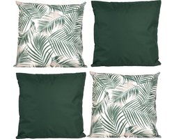 Anna Collection Bank/tuin kussens set - binnen/buiten - 4x stuks - groen/print - In 2 kleuren combi mix