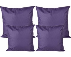 Anna Collection Bank/tuin kussens set - binnen/buiten - 4x stuks - paars - In 2 formaten