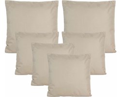 Anna Collection Bank/tuin kussens set - binnen/buiten - 6x stuks - beige/taupe - In 2 formaten
