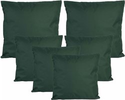 Anna Collection Bank/tuin kussens set - binnen/buiten - 6x stuks - donkergroen - In 2 formaten