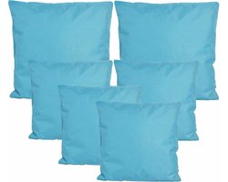 Anna Collection Bank/tuin kussens set - binnen/buiten - 6x stuks - lichtblauw - In 2 formaten
