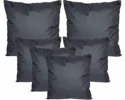 Anna Collection Bank/tuin kussens set - binnen/buiten - 6x stuks - zwart - In 2 formaten
