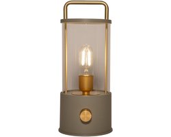 Anna Collection Camping tafellamp/lantaarn Elin - groen - 25 cm - dimbaar - draadloos/oplaadbaar USB - buiten
