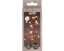 Anna Collection Draadverlichting lichtsnoer - 20 leds - zilver - warm wit licht - 1 m