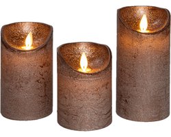 Anna Collection LED stompkaarsen - 3x - brons - stompkaarsen