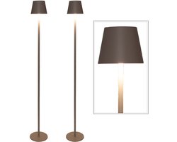 Anna Collection Portable lamp staand Ambiance - 2x - beige/zand - 120 cm - aanraaksensor - draadloos/oplaadbaar met USB - binnen/buiten