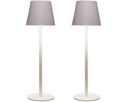 Anna Collection Portable tafellamp Ambiance - 2x - wit - 27 cm - aanraaksensor - draadloos/oplaadbaar met USB - binnen/buiten