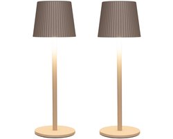 Anna Collection Portable tafellamp Glambiance - 2x - beige/zand - 27 cm - aanraaksensor - draadloos/oplaadbaar met USB - binnen/buiten