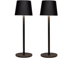 Anna Collection Portable tafellamp Glambiance - 2x - zwart - 27 cm - aanraaksensor - draadloos/oplaadbaar met USB - binnen/buiten