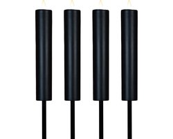 Anna Collection solar kaars fakkel - 4x - zwart - tuinsteker - H76 cm - 3D lont - tuinlamp
