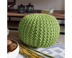 Anna | pouf | neon | 100% gerecycled katoen | Ø 45 cm | poef | hocker | Kruk | hockers en poefen | fluwelen poef | Wood Selections