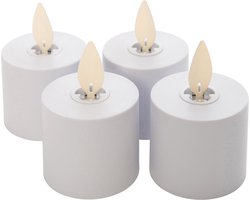 Anna's Collectie LED theelicht oplaadbaar vlam effect uitbreidingsset 5cm wit 4 stuks