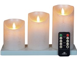 Anna's Collection Anna's Collection Stompkaarsen - 3x - parel wit - met oplaadstation - LED kaarsen - afstandsbediening