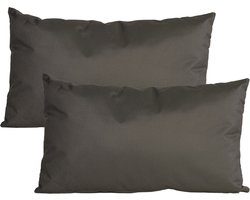 Anna's collection Buiten of tuin sier kussens - 2x - antraciet - 30 x 50 cm - binnen/buiten - zitkussens tuinbank