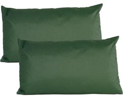 Anna's collection Buiten of tuin sier kussens - 2x - donkergroen - 30 x 50 cm - binnen/buiten - zitkussens tuinbank