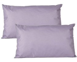 Anna's collection Buiten of tuin sier kussens - 2x - lila paars - 30 x 50 cm - binnen/buiten - zitkussens tuinbank