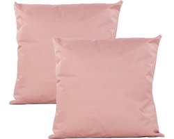 Anna's collection Buiten of tuin sier kussens - 2x - oud roze - 45 x 45 cm - binnen/buiten - zitkussens tuinbank