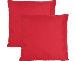 Anna's collection Buiten of tuin sier kussens - 2x - rood - 45 x 45 cm - binnen/buiten - zitkussens tuinbank