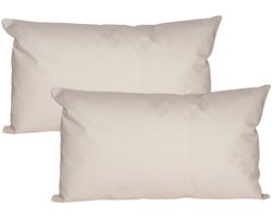 Anna's collection Buiten of tuin sier kussens - 2x - zand/beige - 30 x 50 cm - binnen/buiten - zitkussens tuinstel