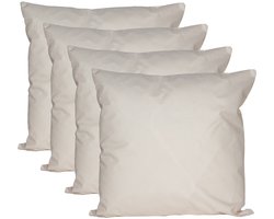 Anna's collection Buiten of tuin sier kussens - 4x - zand/beige - 45 x 45 cm - binnen/buiten - zitkussens tuinstel