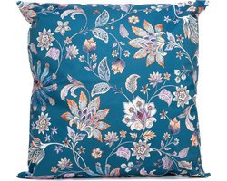 Anna's collection buitenkussen bloem - blauw/paars - 60 x 60 cm - Water en UV bestendig