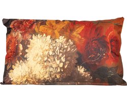 Anna's collection buitenkussen bloem - Bruin/creme - 30 x 50 cm - Water en UV bestendig