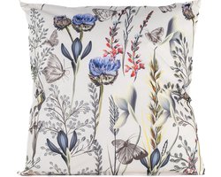 Anna's collection buitenkussen bloem - wit/paars - 60 x 60 cm - Water en UV bestendig