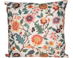 Annas collection - Buitenkussen vintage bloemen kleur 60x60 cm