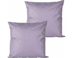 Anna's collection buitenkussens - 2x - lila paars - 45 x 45 cm - binnen/buiten