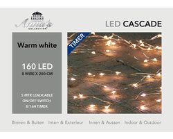 Anna's Collection Cascade draadverlichting - zilver - 200 cm - 160 lampjes - kerstverlichting