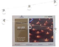 Anna's Collection Decoratie Zilverraadverlichting met Timer - Glazen bollen - 80 LED's - 10 meter - Classic Warm