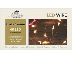 Anna's Collection Draadverlichting - koper - 40 led lampjes - klassiek warm wit - 200 cm - lichtsnoer
