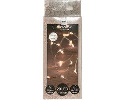 Anna's Collection Draadverlichting lichtsnoer - 20 led lampjes - warm wit - zilver draad - 100 cm - lichtdraad - kerstverlichting