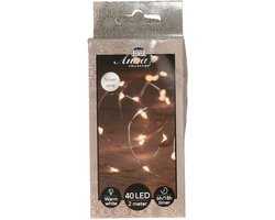 Anna's Collection Draadverlichting lichtsnoer - 40 led lampjes - warm wit - zilver draad - 200 cm - lichtdraad - kerstverlichting