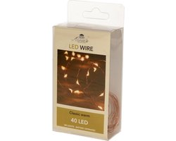 Anna's Collection Draadverlichting - lichtsnoer - koper - 40 led lampjes - warm wit - 200 cm - batterij