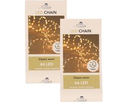 Anna's Collection Draadverlichting - Set van 2x stuks - koper - 66 led lampjes - klassiek warm wit - 1 m - lichtsnoer - koperdraad