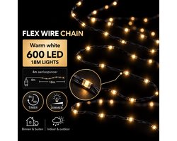 Anna's Collection Kerst Draadverlichting – 600 LED – 18m – Warm Wit – Kerst verlichting - Binnen & Buiten – Met Timer & Dimmer – Inclusief Transformator