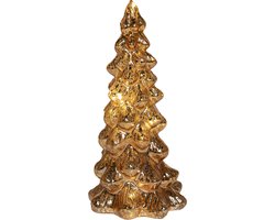 Anna's Collection Kerstboom beeldje - goud - met LED licht - H20 cm - glas - decoratie