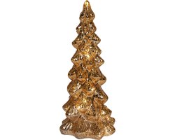 Anna's Collection Kerstboom beeldje - goud - met LED licht - H25 cm - glas - decoratie