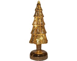 Anna's Collection Kerstboom beeldje - goud - met LED licht - H27.5 cm - glas - decoratie