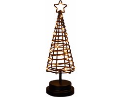 Anna's Collection Kerstverlichting figuur - 3D lichtboom - zwart - metaal - 30 cm - Kerstversiering/kerstdecoratie