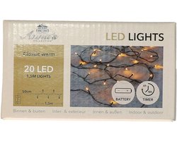 Anna's Collection Kerstverlichting Ivy - 20 led lampjes - warm wit - 150 cm - lichtsnoer - dimmer