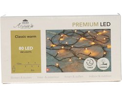 Anna's Collection Kerstverlichting premium - 80 led lampjes - warm wit - 800 cm - lichtsnoer - dimmer - kerstlichtjes - kerstlampjes