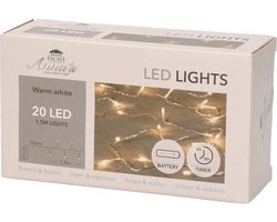 Anna's Collection Kerstverlichting -timer - 20 Led's - warm wit - lichtsnoer