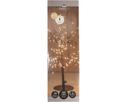 Anna's Collection Lichtboom - zwart - metaal - 60 cm - 240 led lichtjes - klassiek warm - verlichte kerstboom