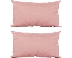 Anna's Collection Sierkussen voor binnen en buiten - 2x - oud roze - 30 x 50 cm - tuinkussen