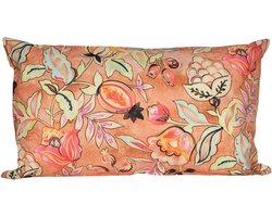 Anna's Collection Sierkussen voor binnen en buiten - wild flowers - terracotta - 30 x 50 cm - tuinkussen