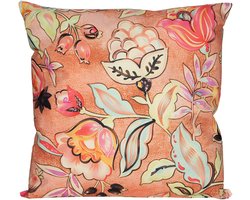 Anna's Collection Sierkussen voor binnen en buiten - wild flowers - terracotta - 60 x 60 cm - tuinkussen
