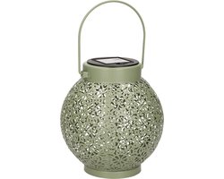 Anna's Collection Solar lantaarn - groen - metaal - D15 x H16 cm - tafellamp