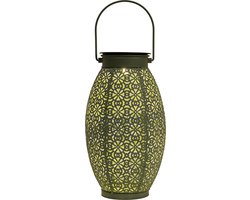 Anna's Collection Solar lantaarn - voor buiten - D13 x H24 cm - groen - metaal - tafellamp